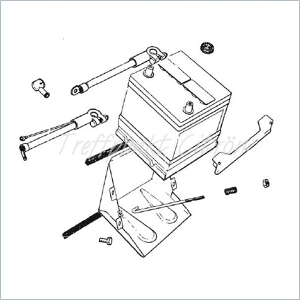 Batteriehalterung (Edelstahl + pulverbesch.) m. Limareglerhalter, 2CV / AK
